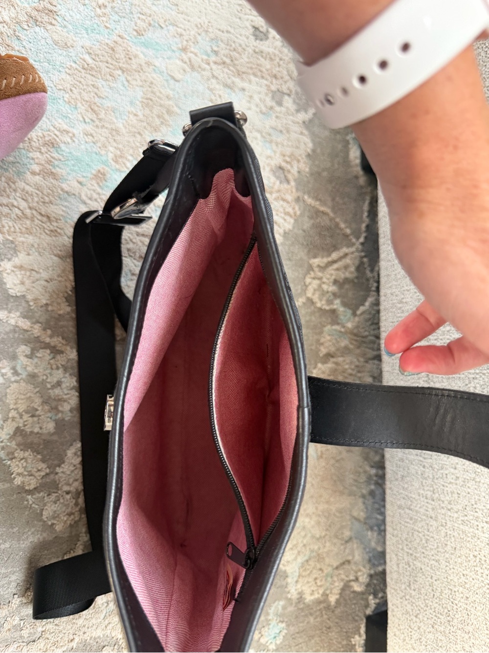 Dooney & Bourke Blue and Black Logo Messenger Bag - Picture 7 of 8